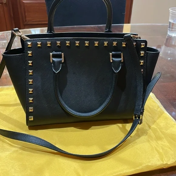 Michael Kors Studded Purse with Handles Leather Top Handle or Crossbody Selma - Picture 5 of 14